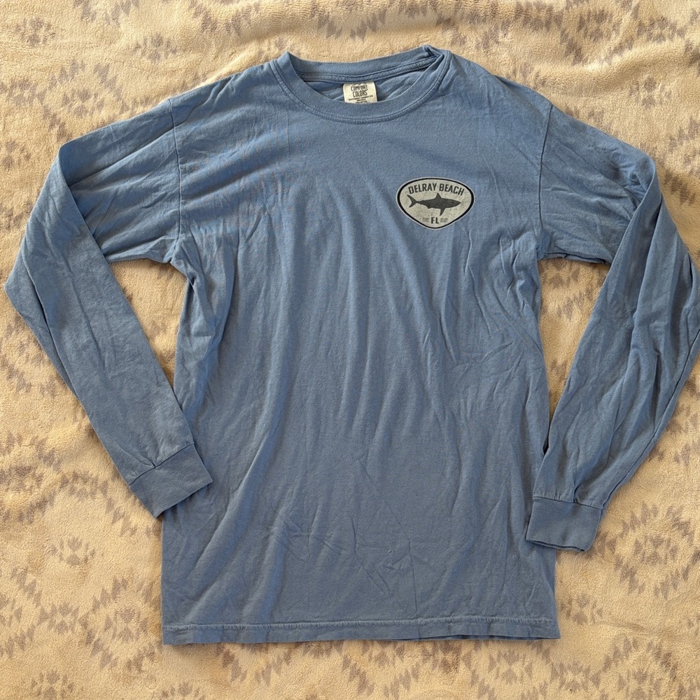 Comfort Colors | Delray Beach FL Denim Blue Long Sleeve Tee | Size S